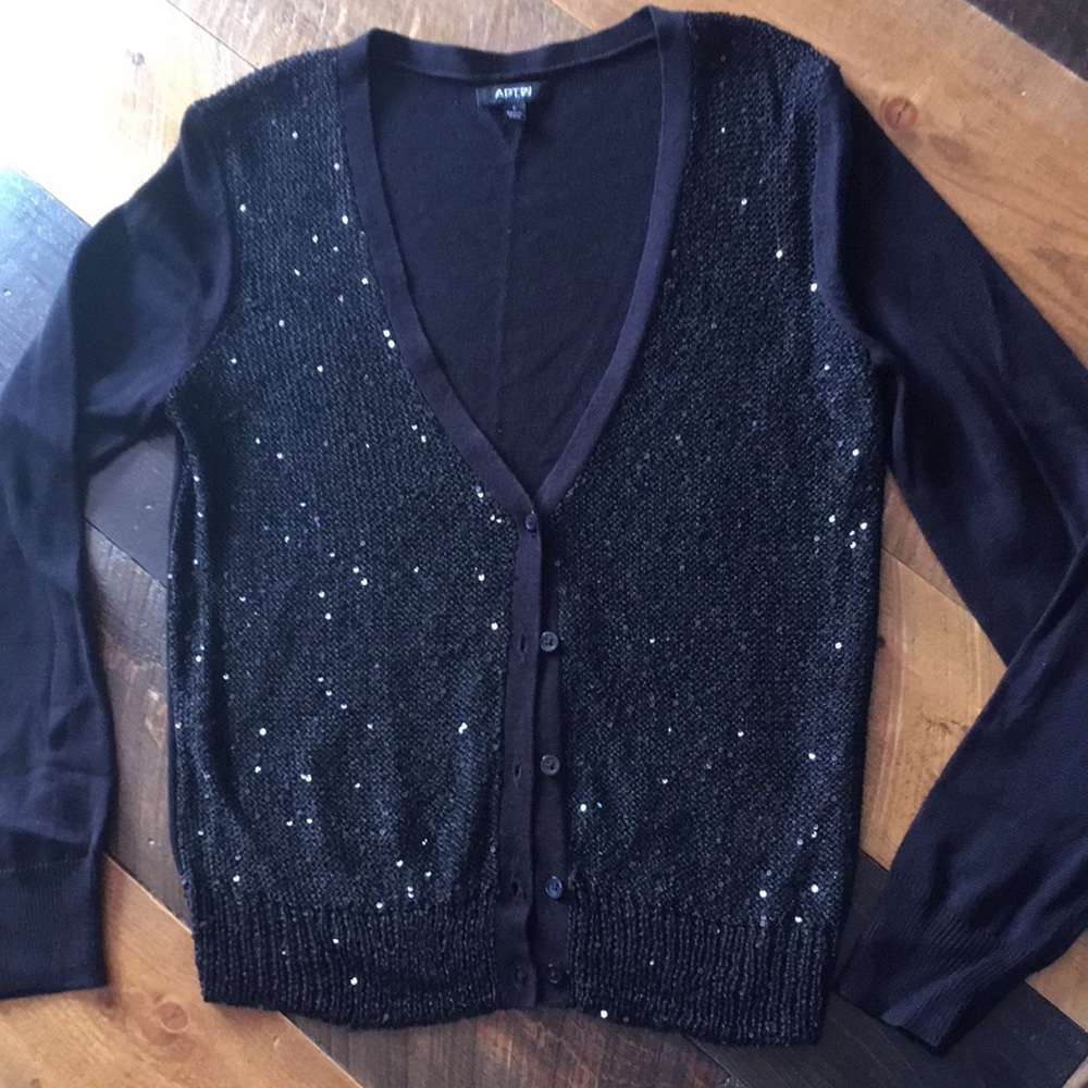 Apt 9 Black Sequined Cardigan